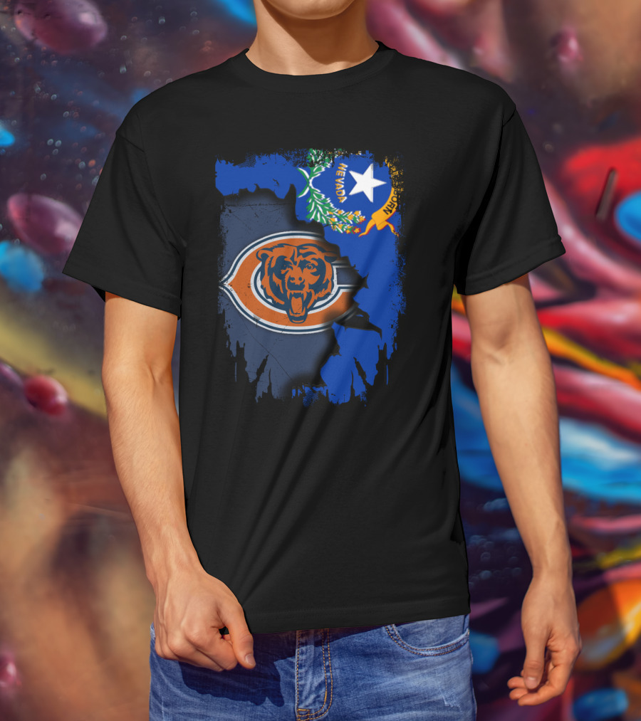 Nevada State Flag With Chicago Bears T-Shirt