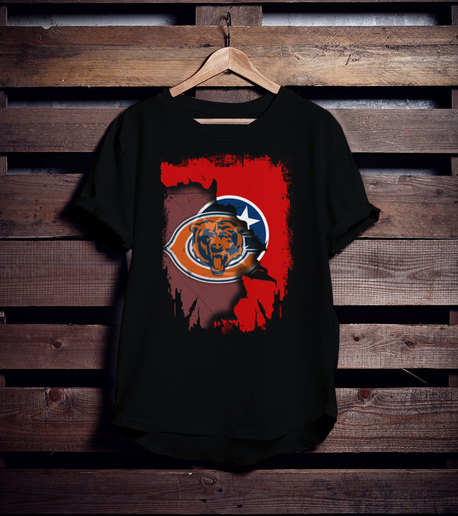 Tennessee State Flag Merged With Chicago Bears T-Shirt