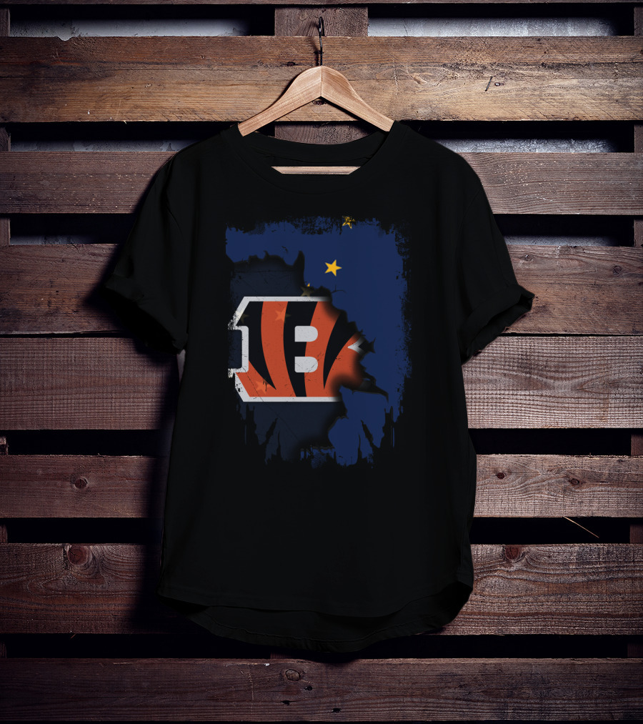 Alaska Map With Cincinnati Bengals Logo T-Shirt