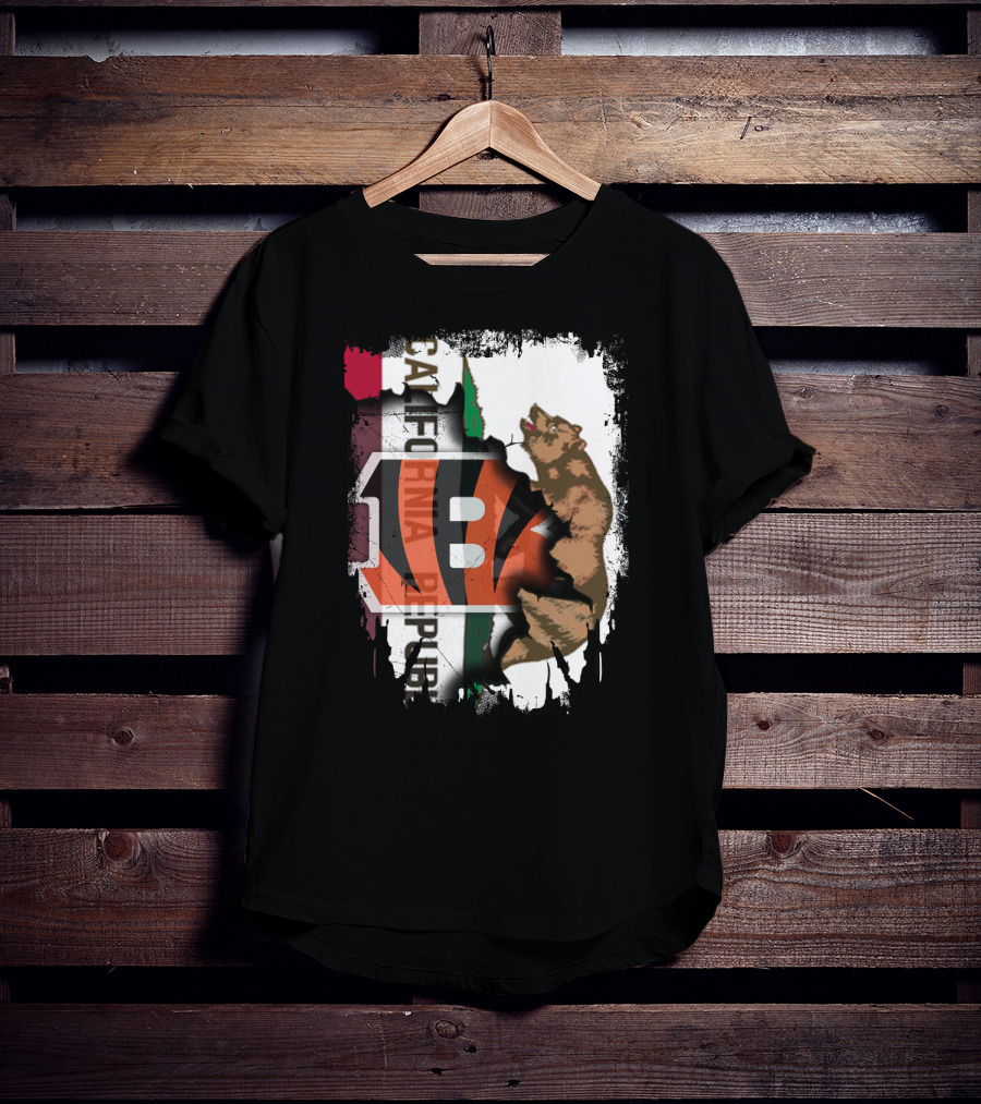 California Republic Bear With Bengals T-Shirt