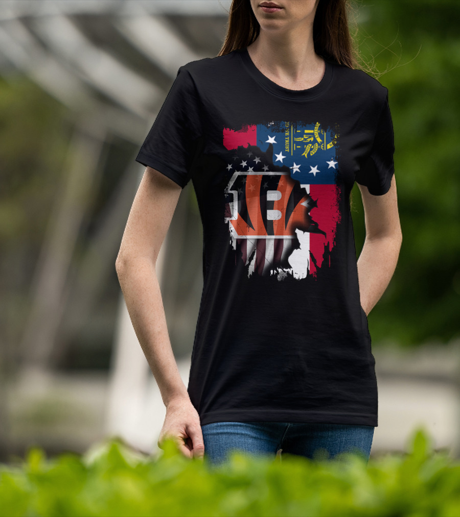 Georgia Flag And Bengals Logo Together T-Shirt