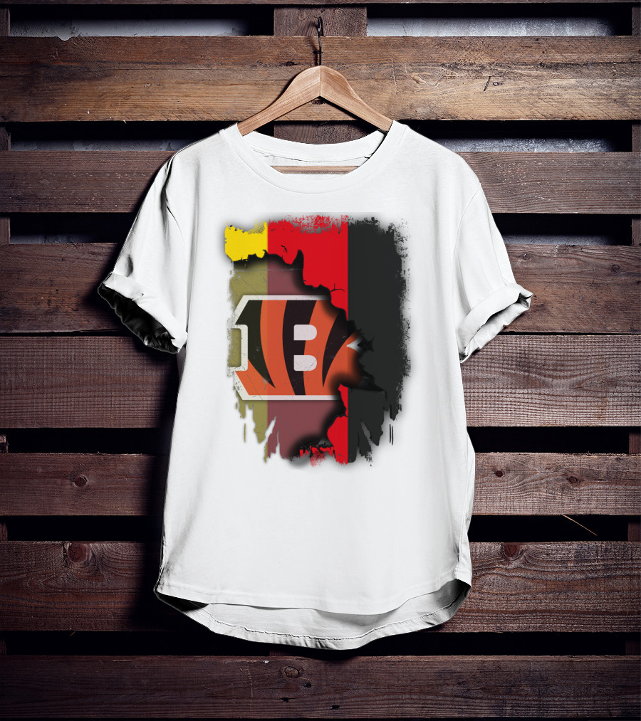 Germany Flag With Cincinnati Bengals Logo Fusion T-Shirt