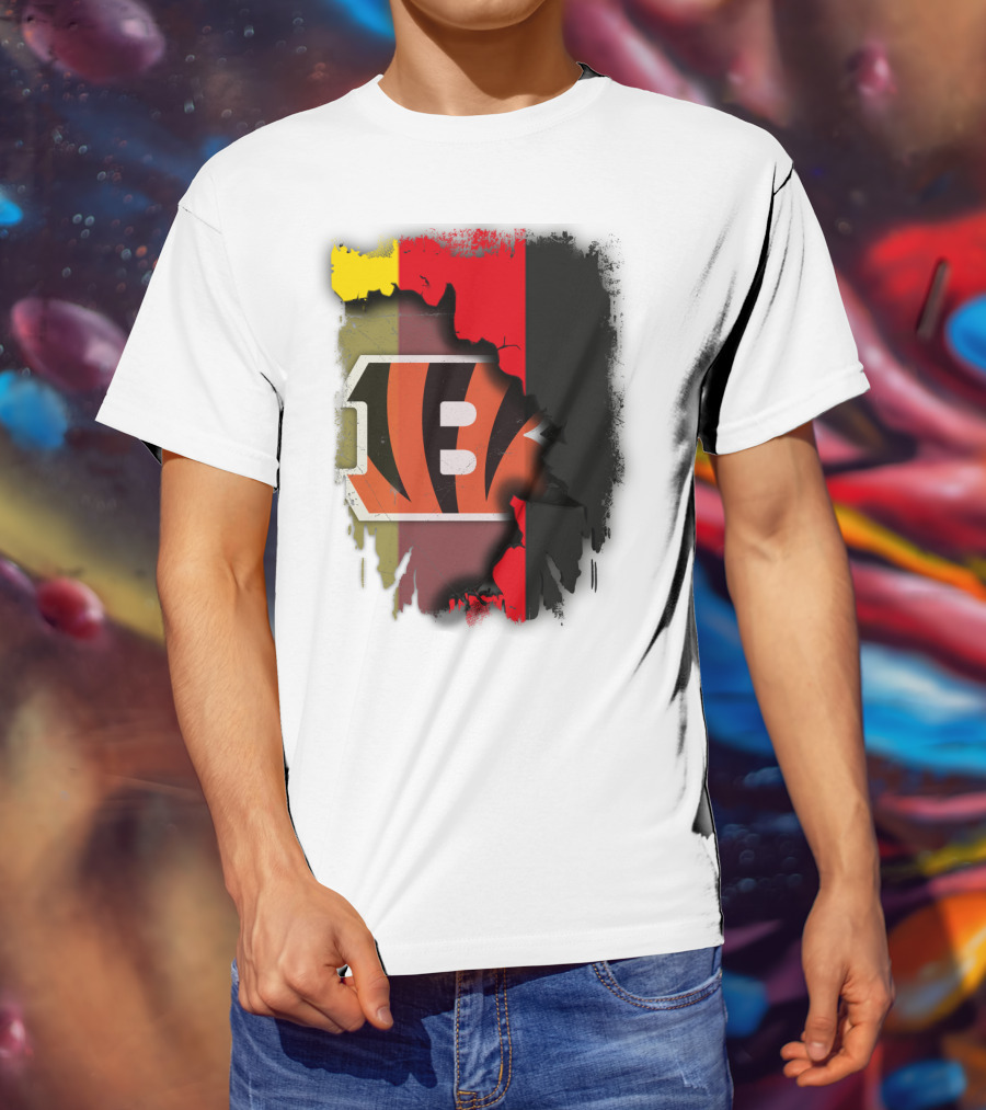 Germany Flag With Cincinnati Bengals Logo Fusion T-Shirt