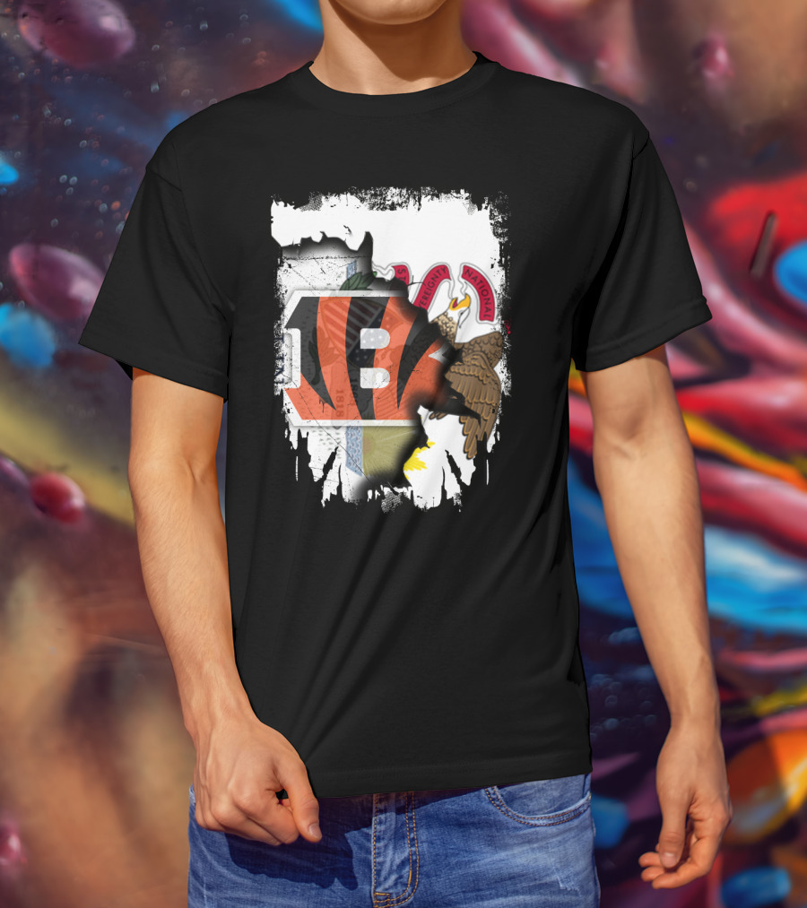 Illinois State Pride With Cincinnati Bengals Logo And Seal T-Shirt