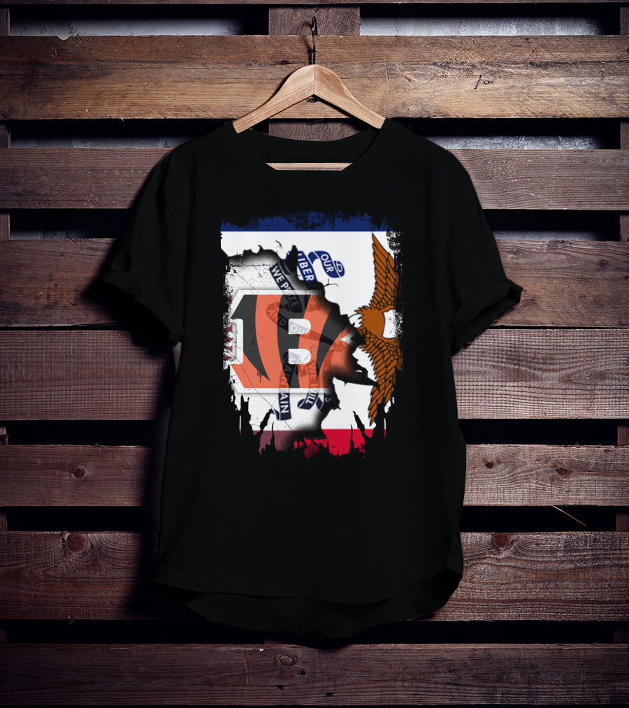 Iowa Flag With Cincinnati Bengals Logo And Eagle T-Shirt