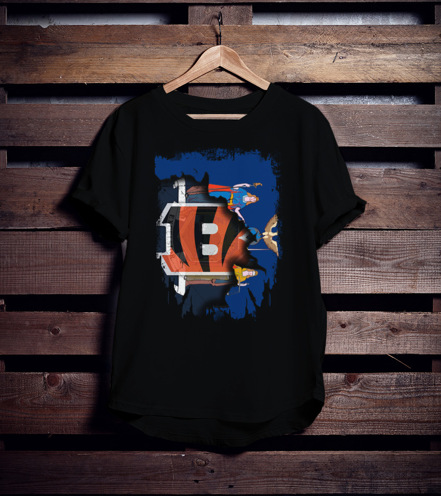 Together New York Bengals Helmet Comic Heroes Statue Of Liberty T-Shirt
