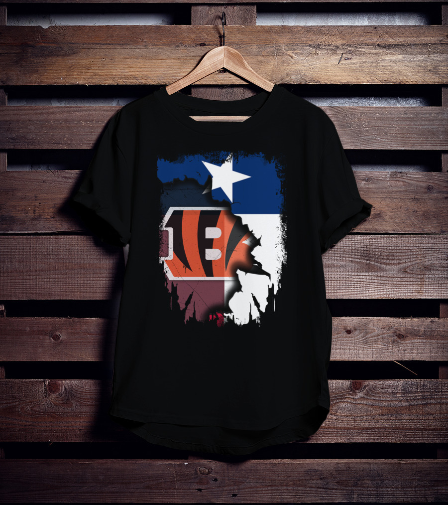 Texas Lone Star And Cincinnati Bengals NFL Fusion T-Shirt
