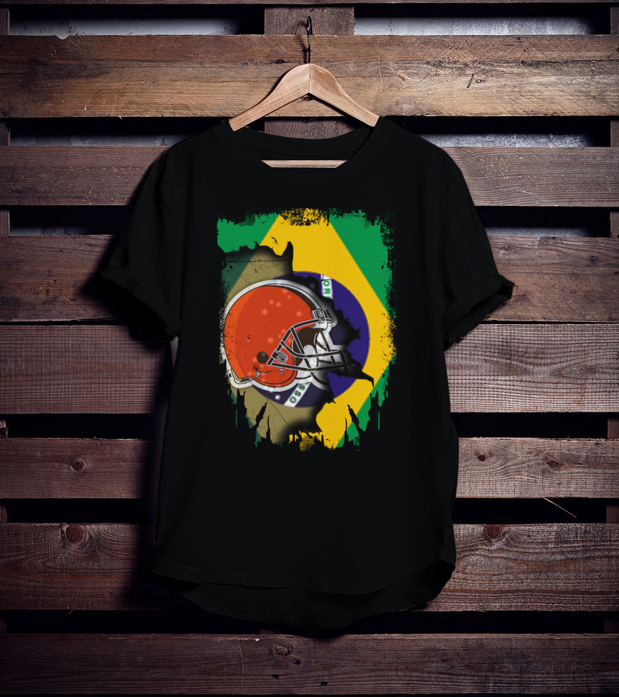 Together Brazil Browns Helmet Torn Flag Fusion T-Shirt