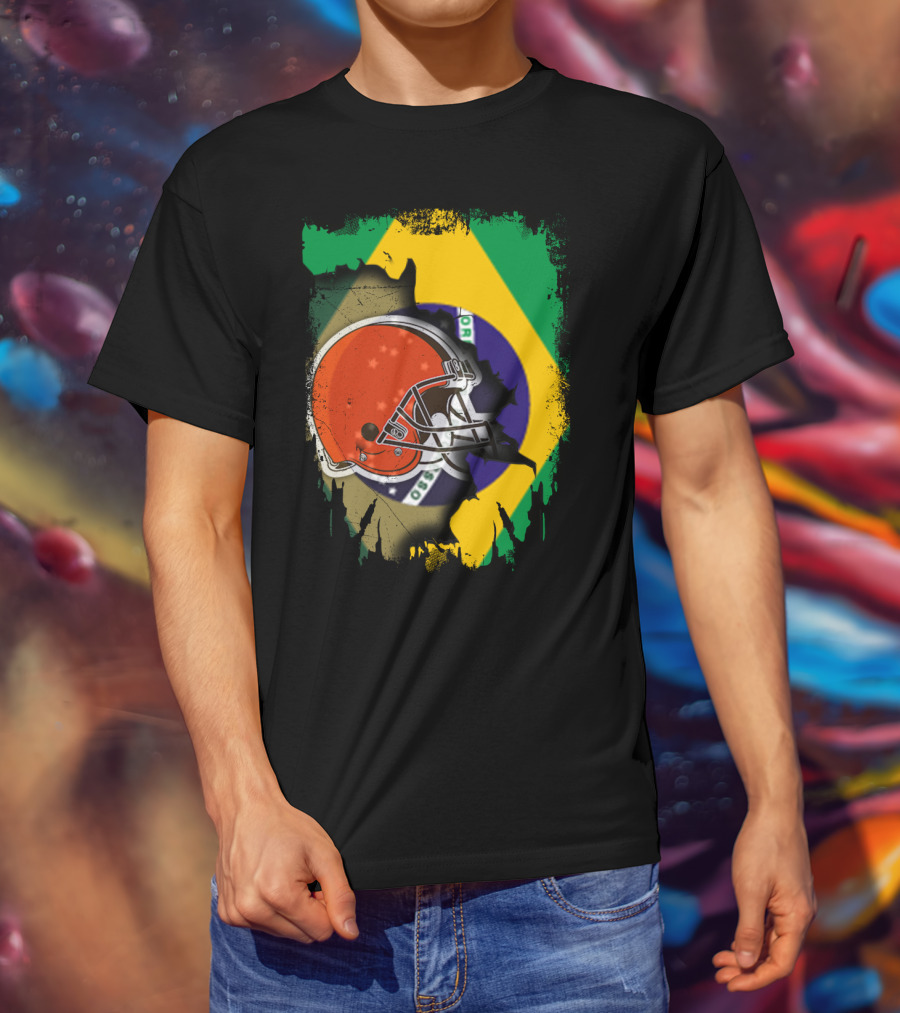 Together Brazil Browns Helmet Torn Flag Fusion T-Shirt