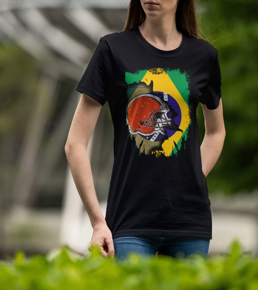 Together Brazil Browns Helmet Torn Flag Fusion T-Shirt