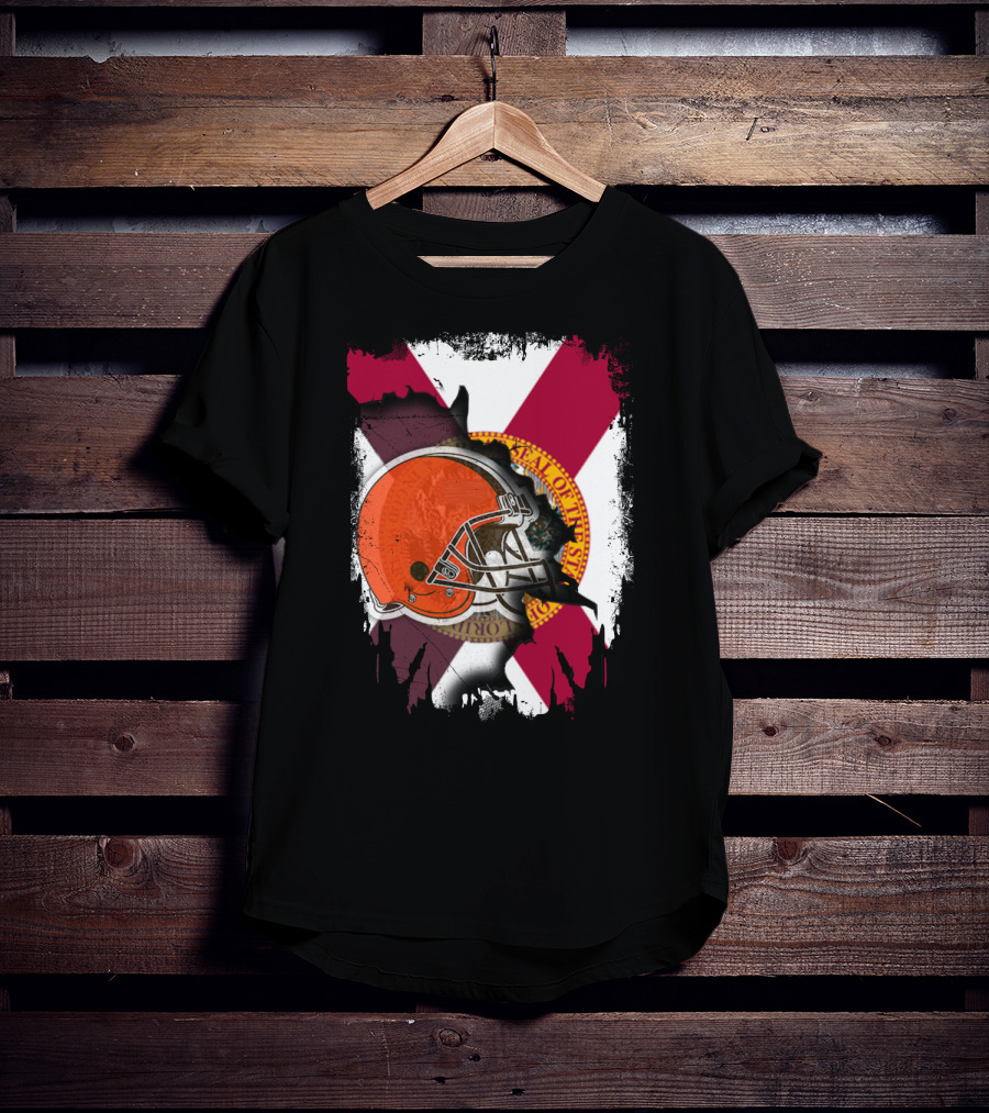 Florida State Flag And Cleveland Browns Helmet Together T-Shirt