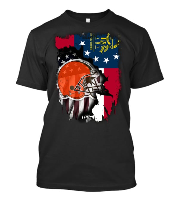 Georgia Flag Cleveland Browns Helmet Together T-Shirt