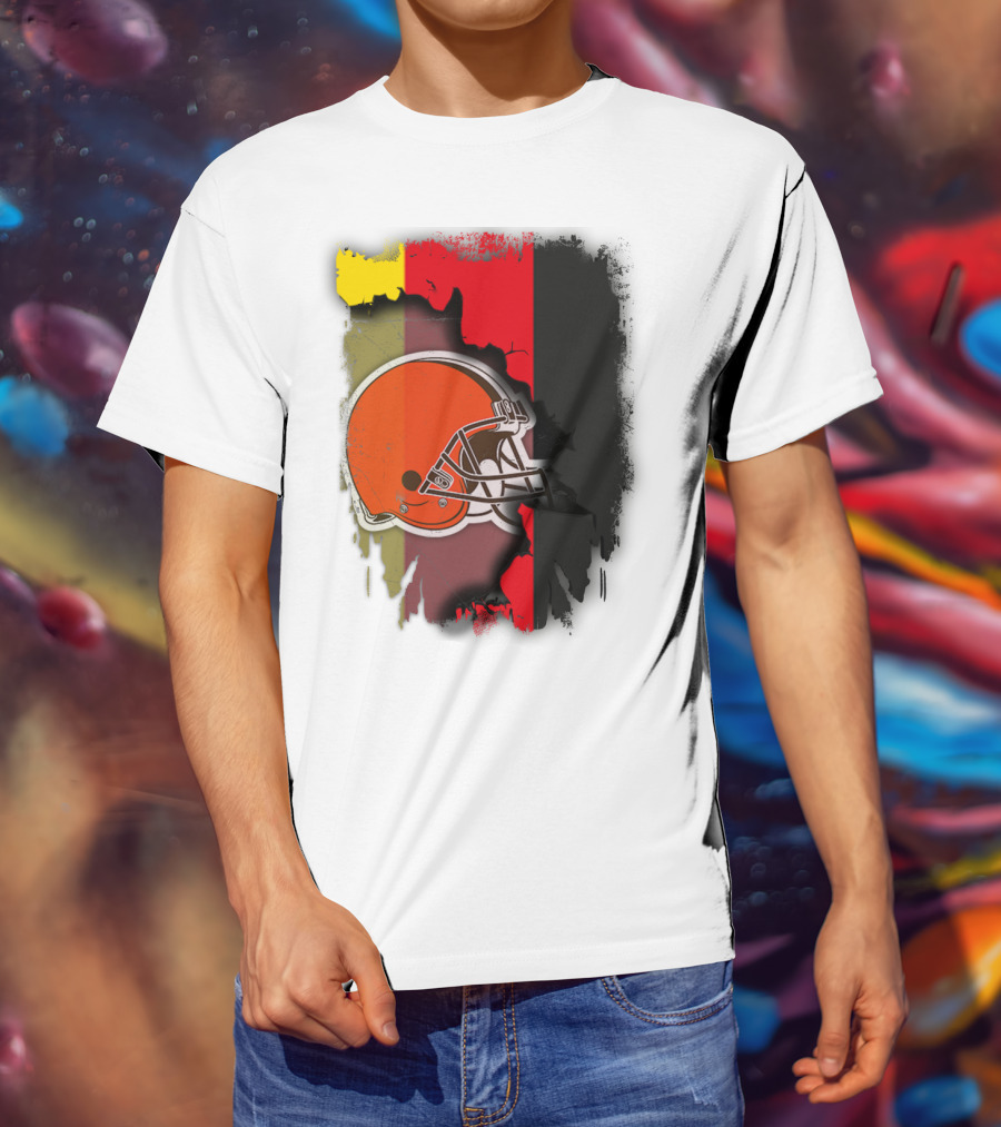 Germany Flag With Cleveland Browns Helmet T-Shirt