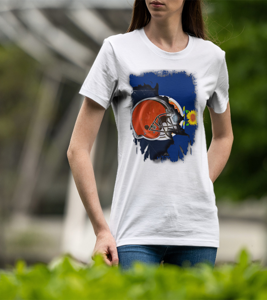 Kansas And Browns Helmet With Sunflower T-Shirt
