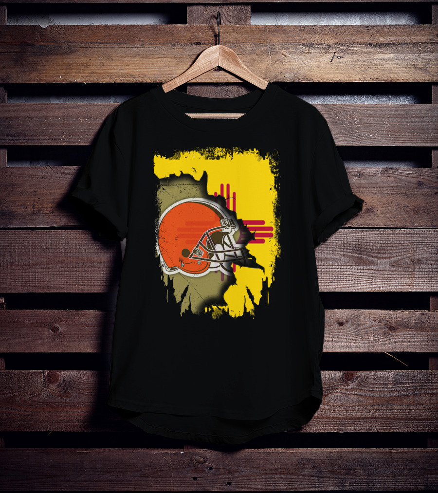 New Mexico Cleveland Browns Zia Helmet Connection T-Shirt