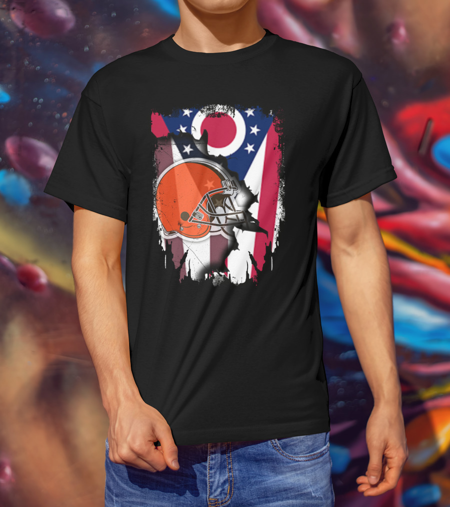 Together Ohio Browns Football Helmet Flag Emblem T-Shirt