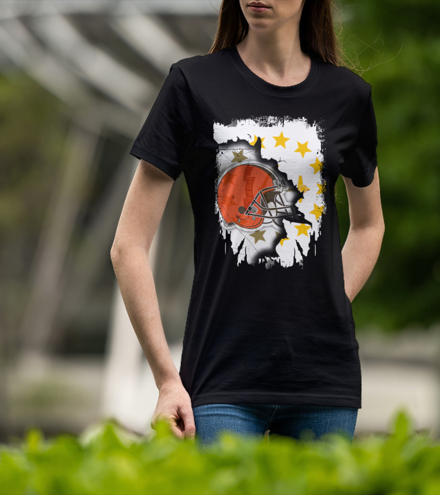 Together Rhode Island Browns Helmet With Stars And Grunge Elements T-Shirt