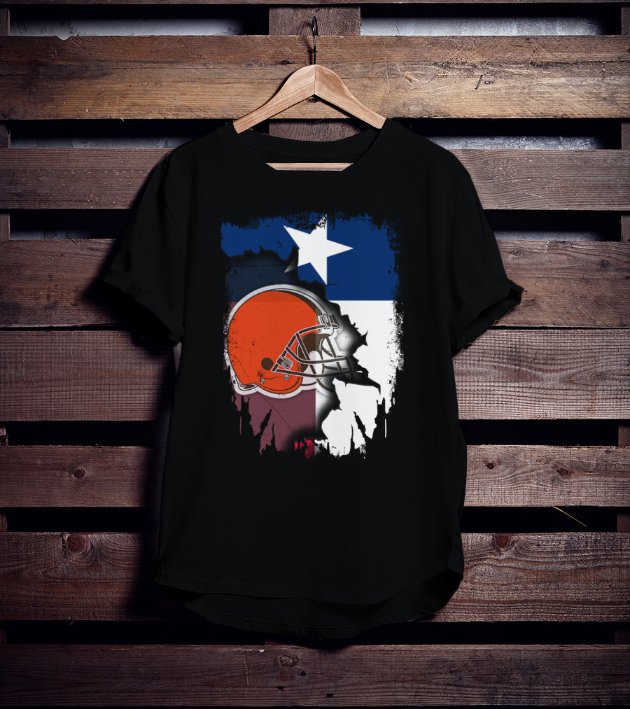 Together Texas Browns Helmet Star Flag T-Shirt