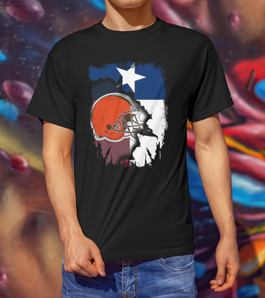 Together Texas Browns Helmet Star Flag T-Shirt
