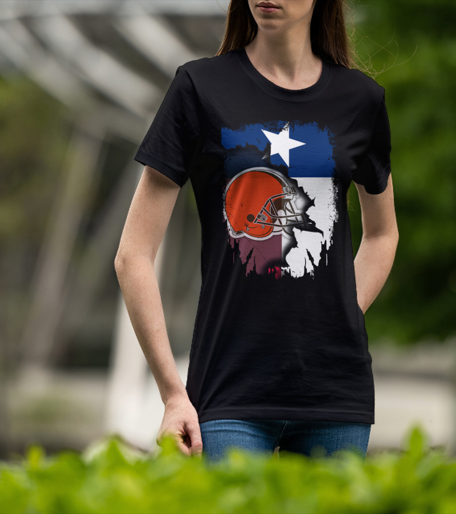 Together Texas Browns Helmet Star Flag T-Shirt