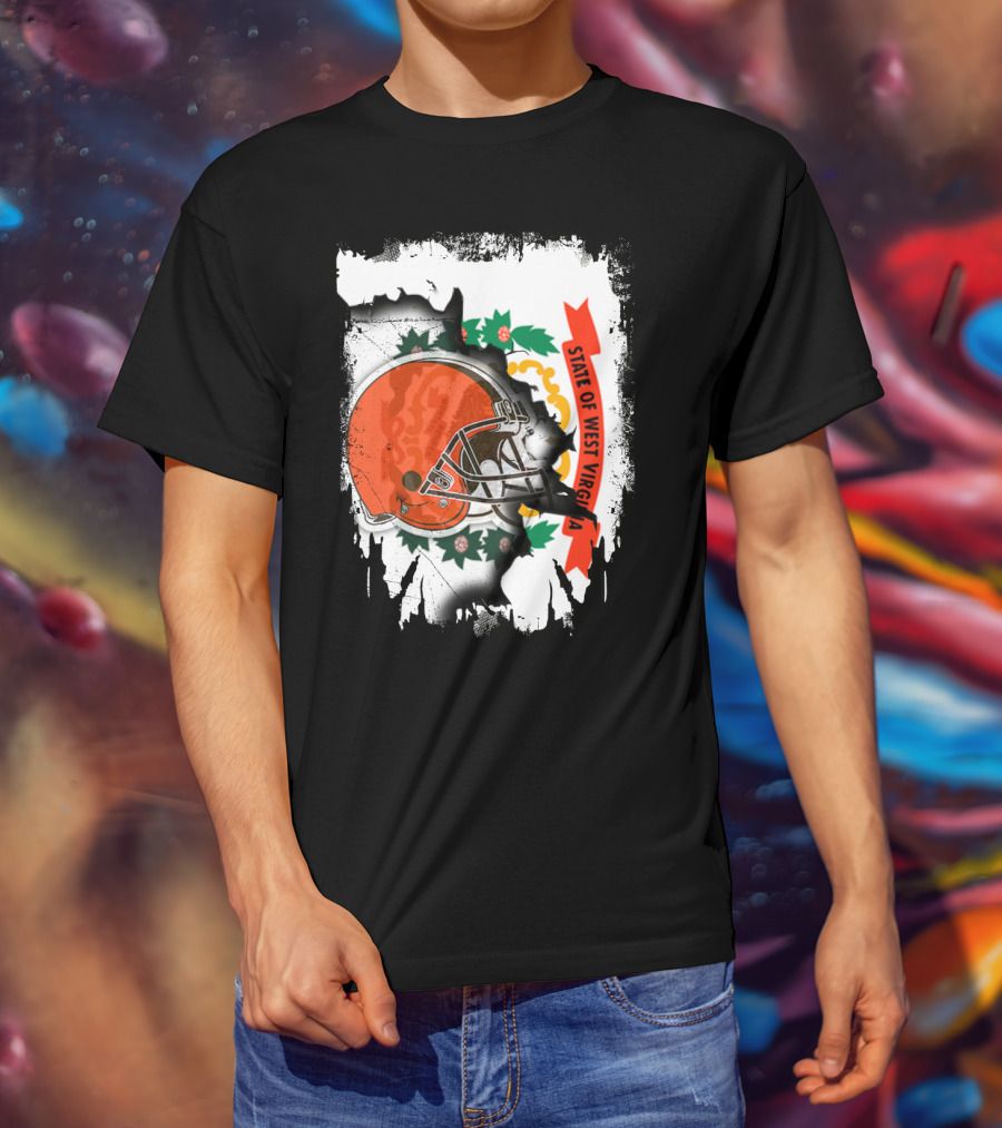 State Of West Virginia Cleveland Browns Helmet T-Shirt