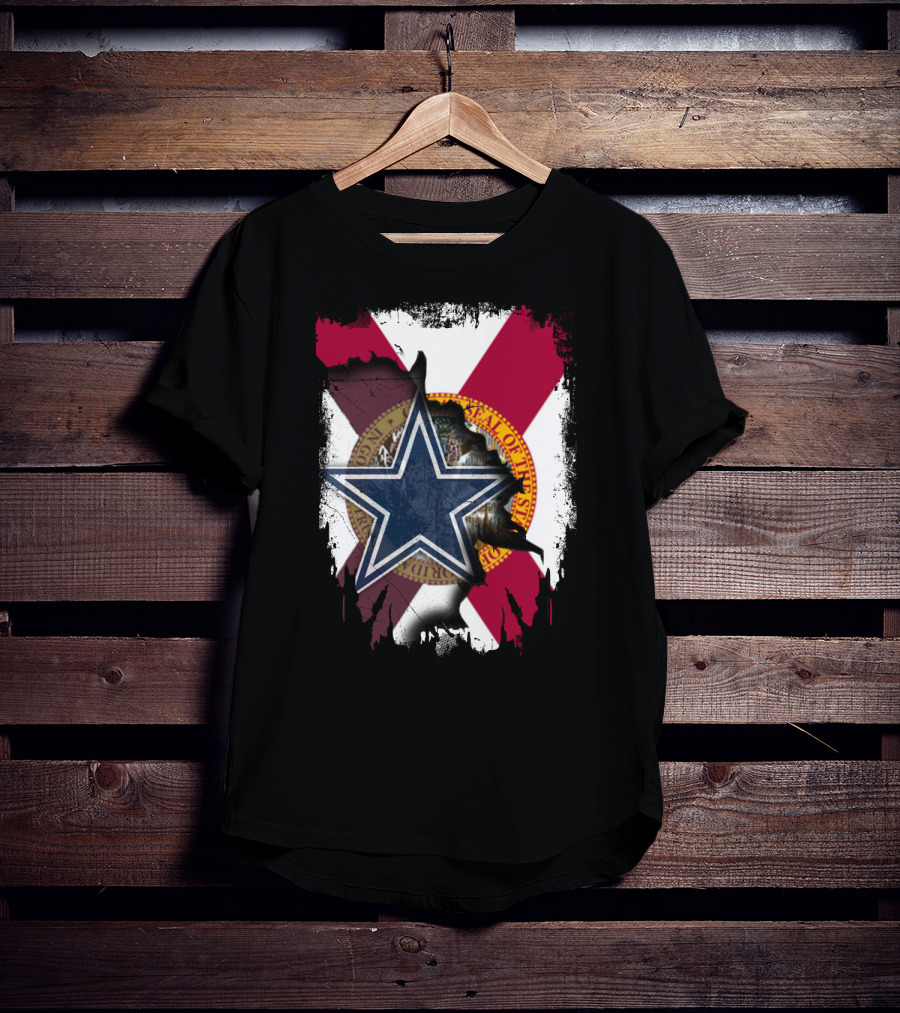 Florida State Seal And Lone Star Dallas Cowboys Fusion T-Shirt