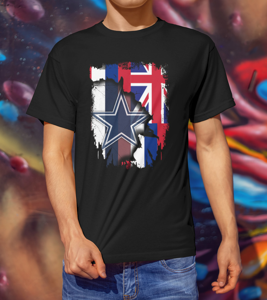 Hawaii Together With Dallas Cowboys Star And Hawaiian Flag Fusion T-Shirt
