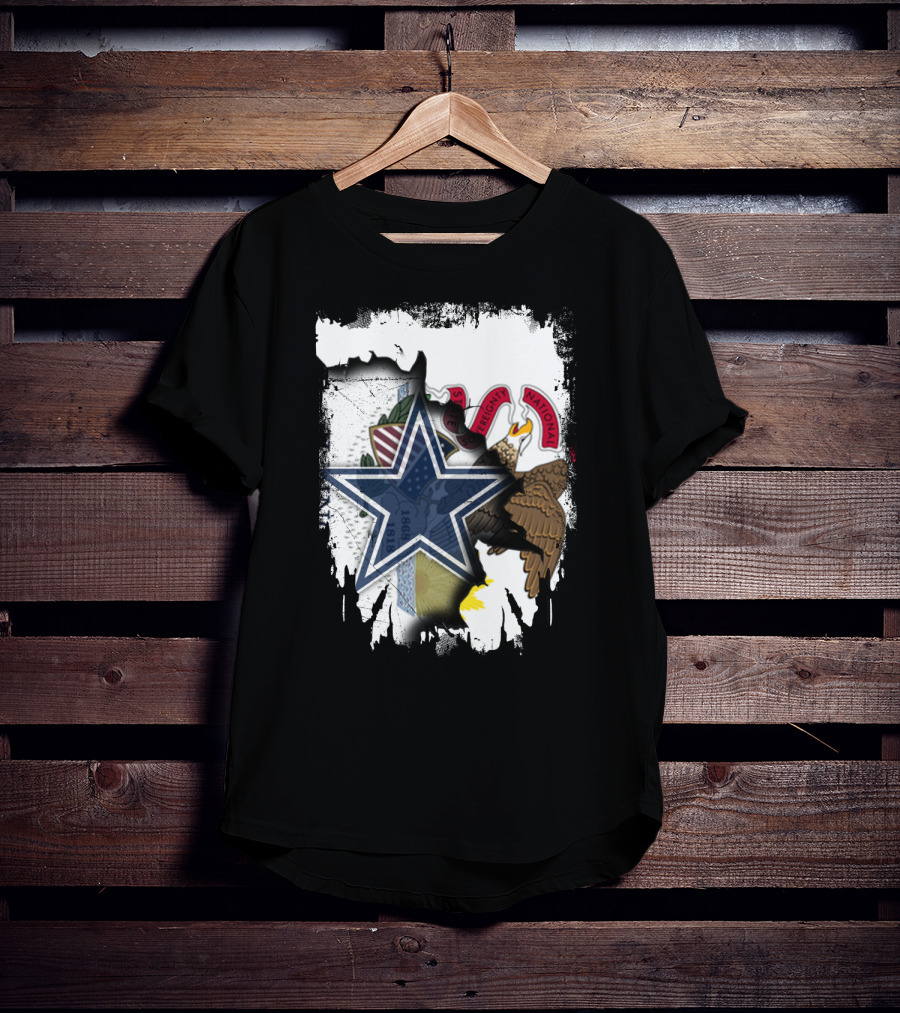 Illinois Flag And Dallas Cowboys Star Together T-Shirt