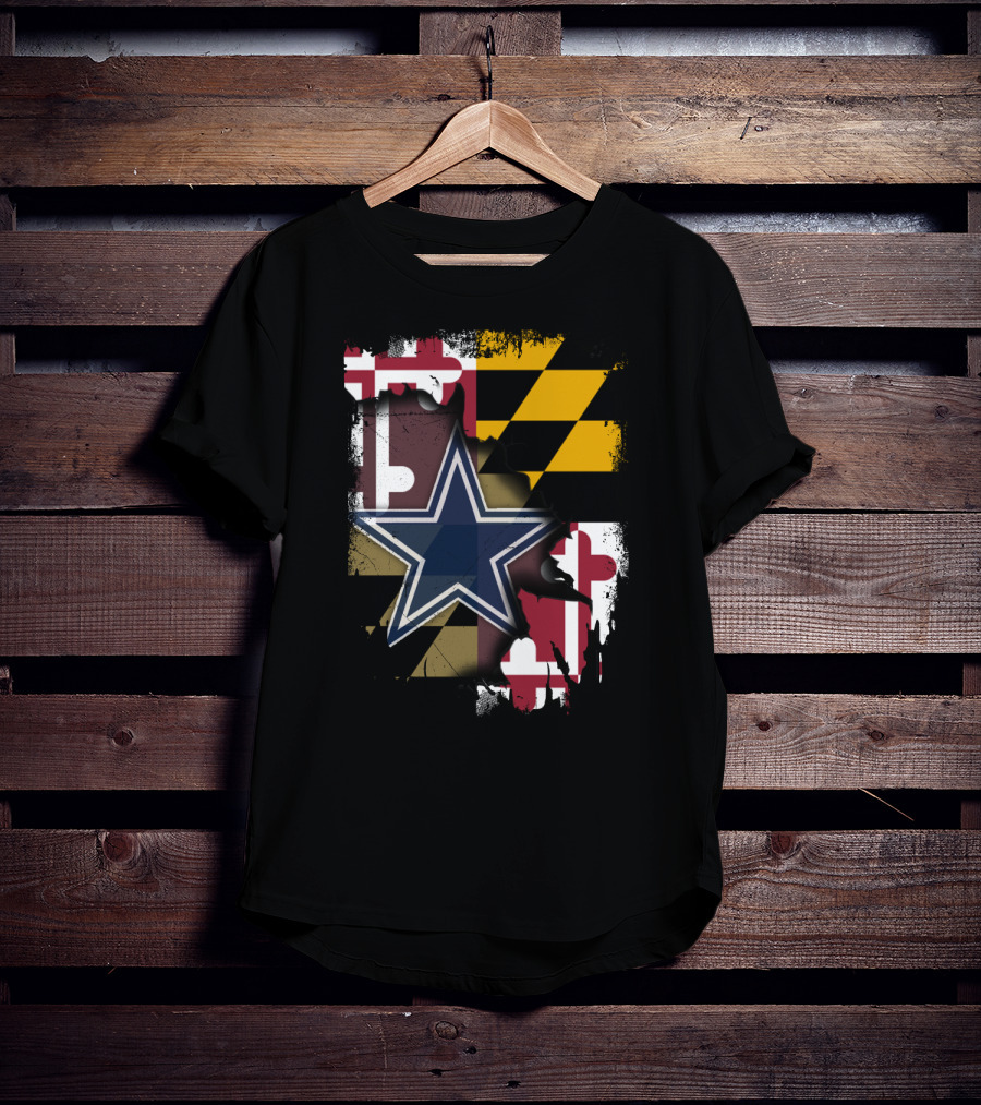 Maryland Flag And Dallas Cowboys Star Together T-Shirt