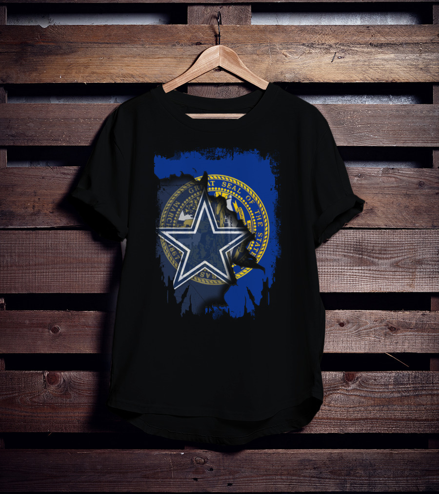 Nebraska State Seal With Dallas Cowboys Star Logo Integration T-Shirt