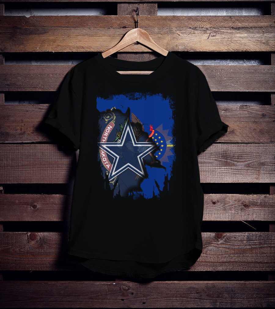 North Dakota Emblem With Dallas Cowboys Star T-Shirt