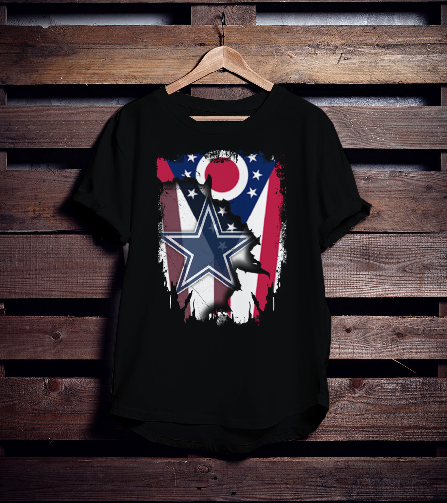 Ohio Pride With Dallas Cowboys Star In American Flag T-Shirt