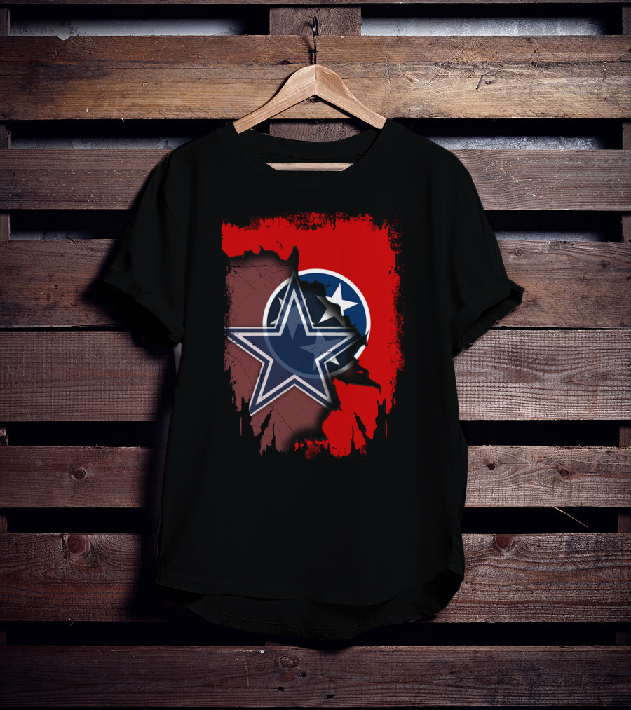 Tennessee Cowboys Star With Tri-Star Flag Fusion T-Shirt