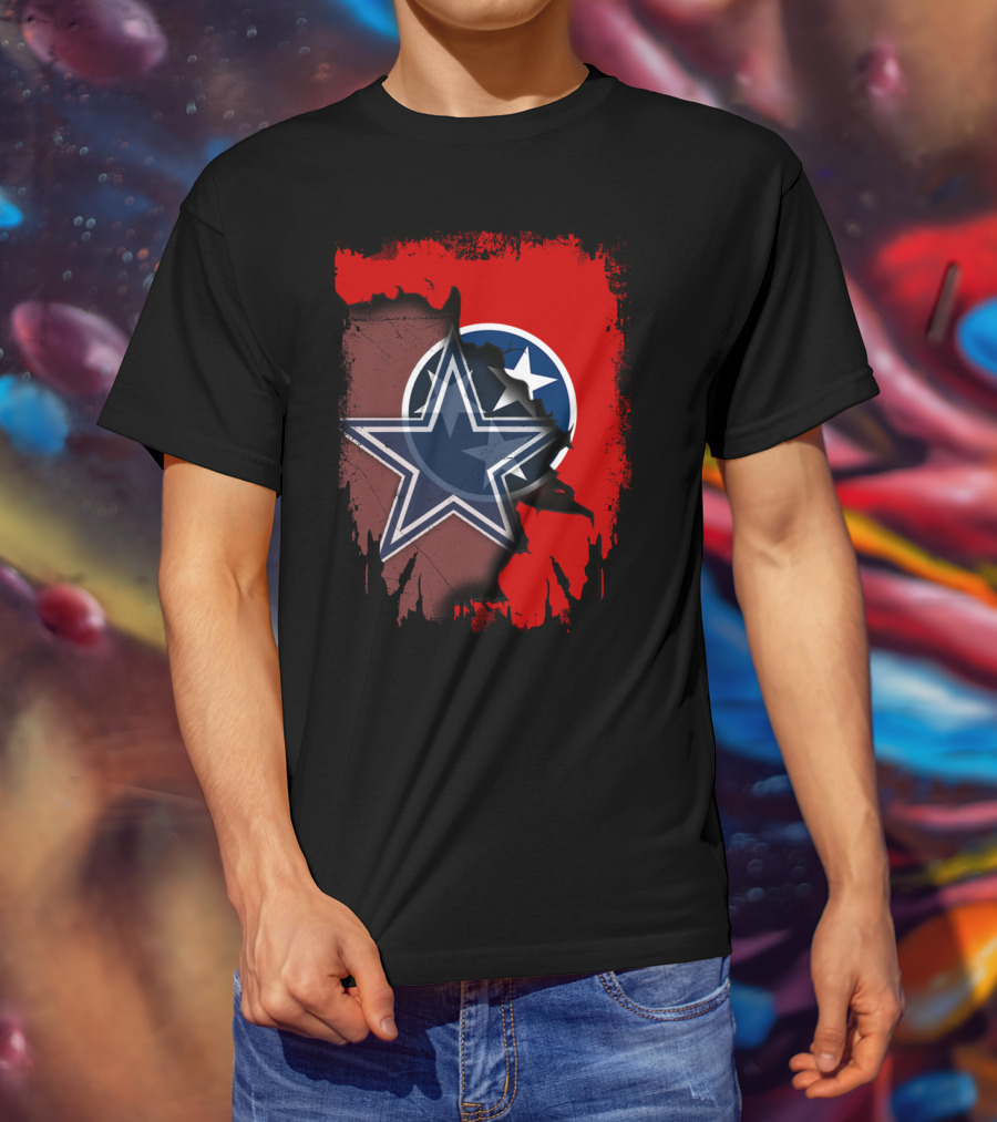 Tennessee Cowboys Star With Tri-Star Flag Fusion T-Shirt