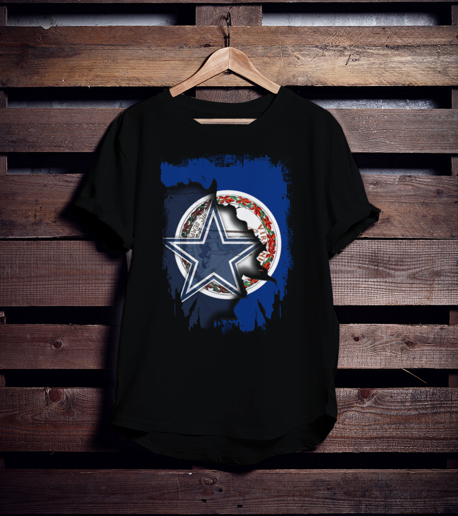 Virginia State Seal With Dallas Cowboys Star Overlay T-Shirt