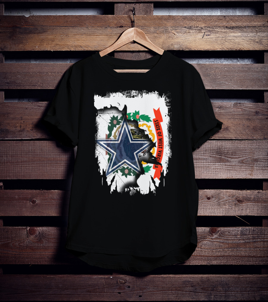 State Of West Virginia And Dallas Cowboys Star Fusion T-Shirt
