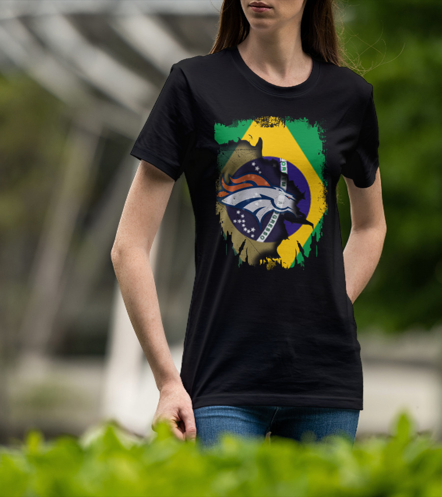Brazilian Flag With Denver Broncos Logo Integration T-Shirt