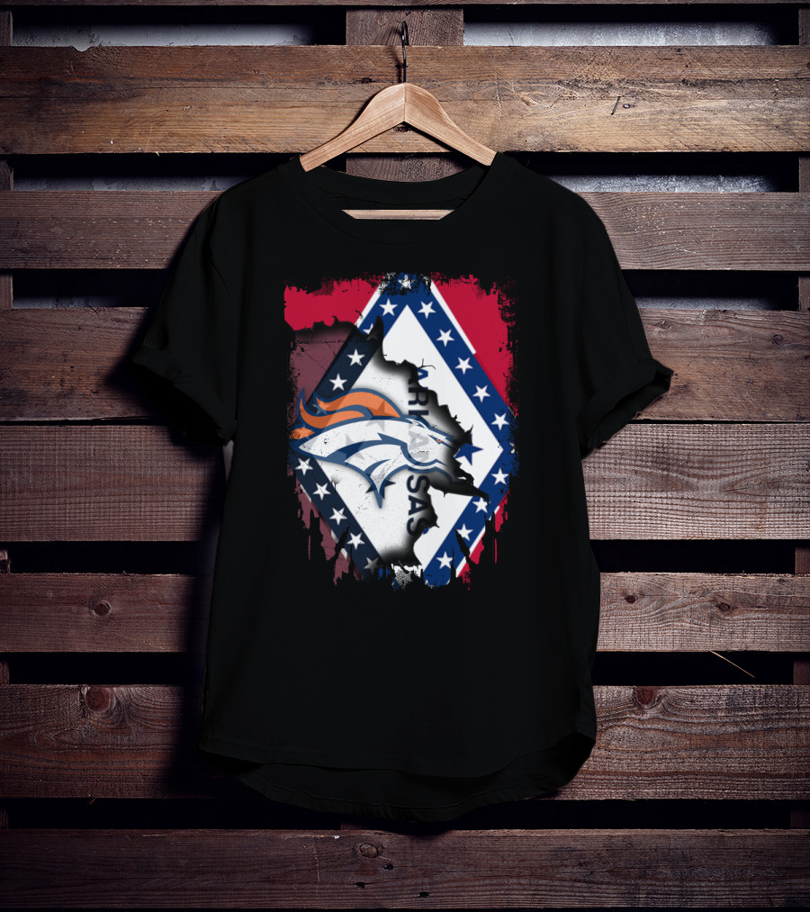 Together Arkansas Broncos Emblem With State Flag Elements T-Shirt