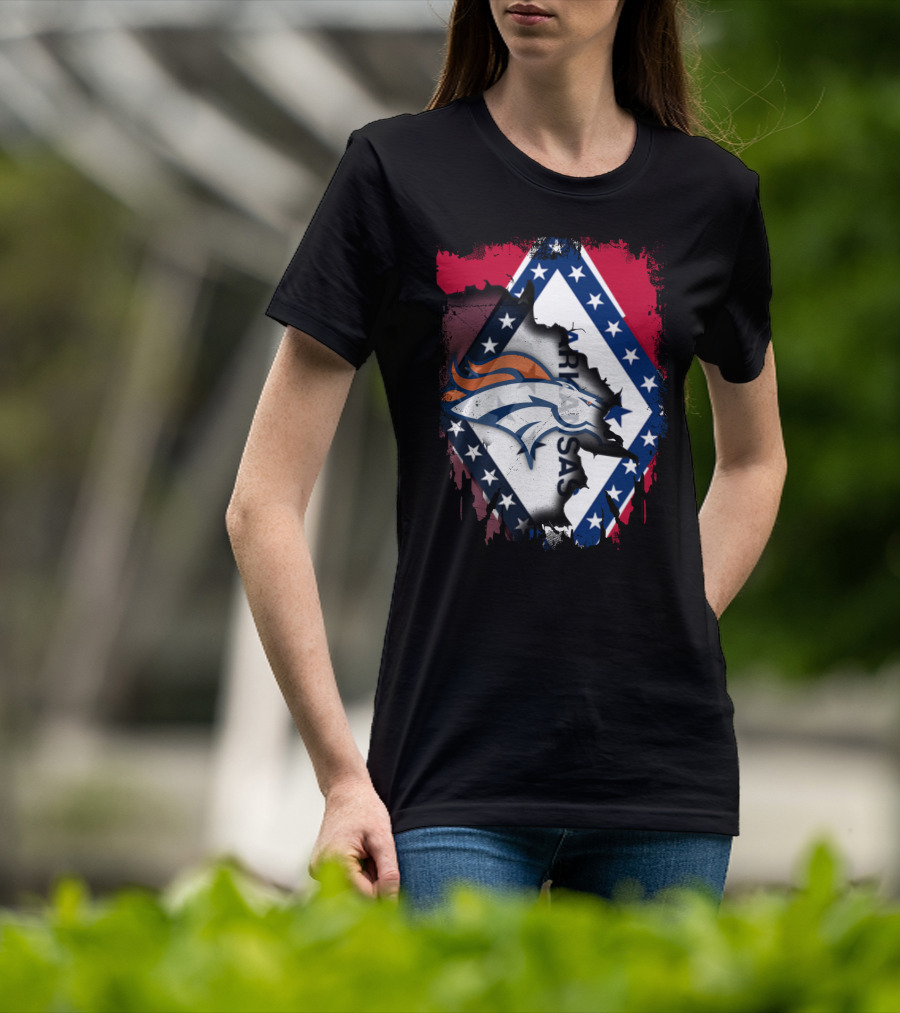 Together Arkansas Broncos Emblem With State Flag Elements T-Shirt