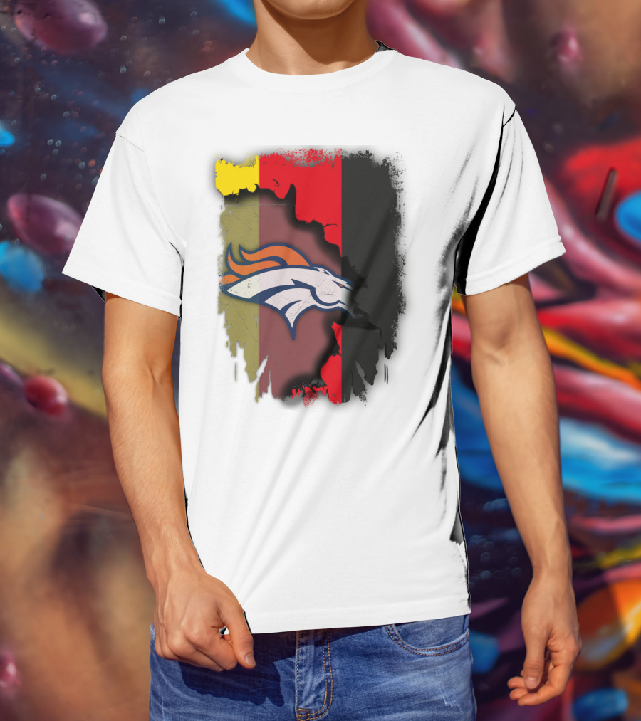 Germany Flag With Broncos Logo Together T-Shirt