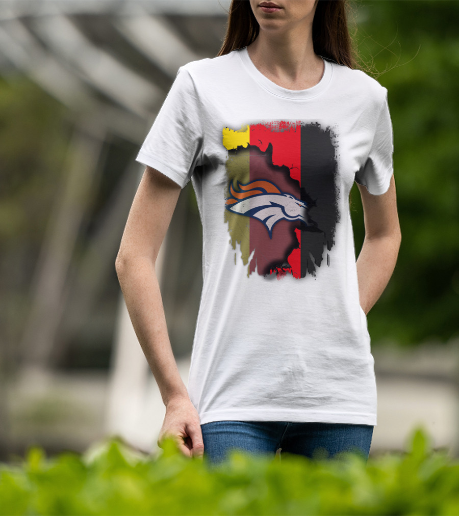 Germany Flag With Broncos Logo Together T-Shirt
