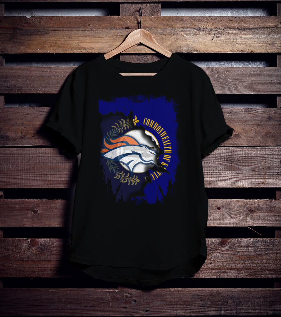 Commonwealth Of Kentucky With Broncos Logo Fusion T-Shirt