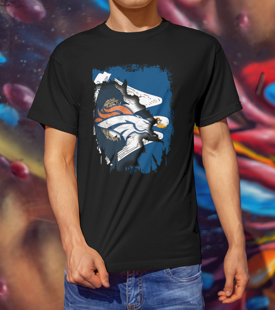 Together Louisiana With Denver Broncos And American Eagle Blend T-Shirt