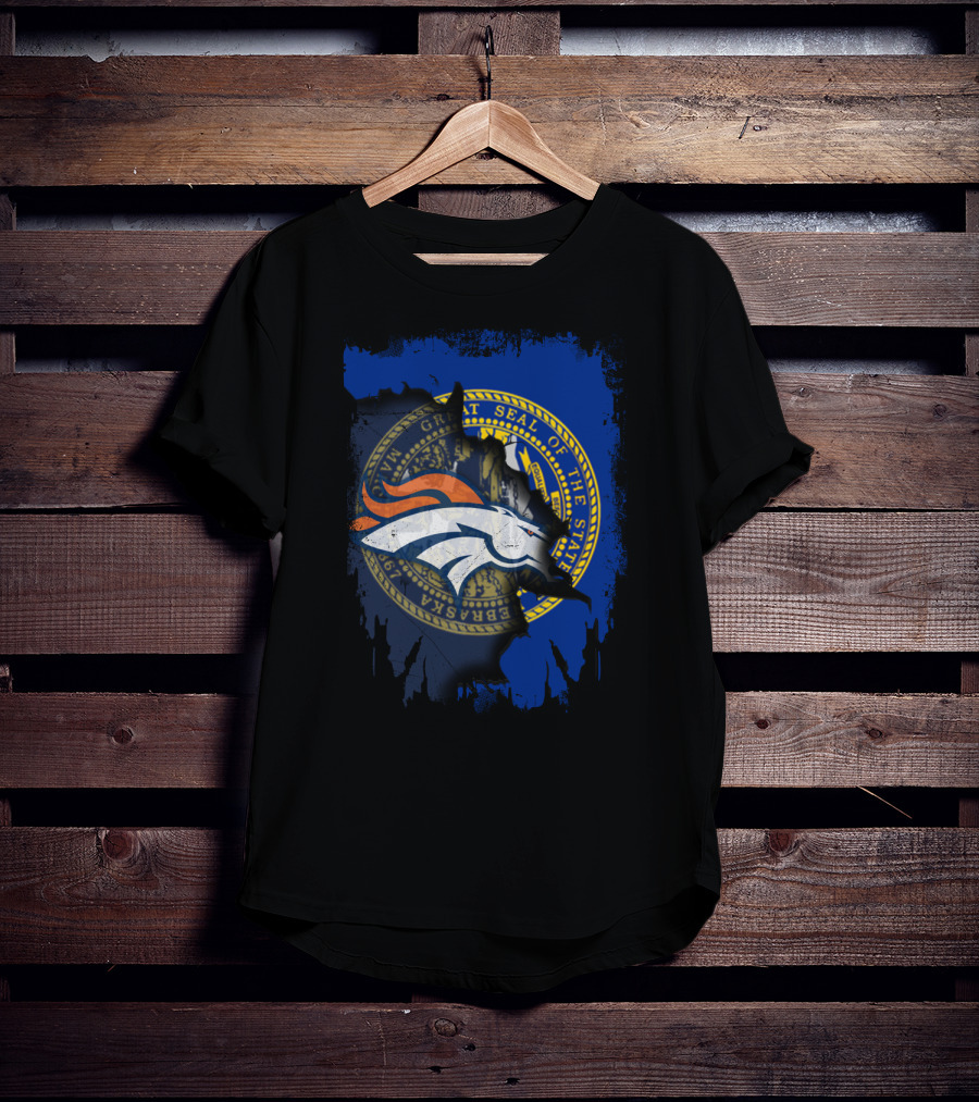 Nebraska State Seal With Broncos NFL T-Shirt