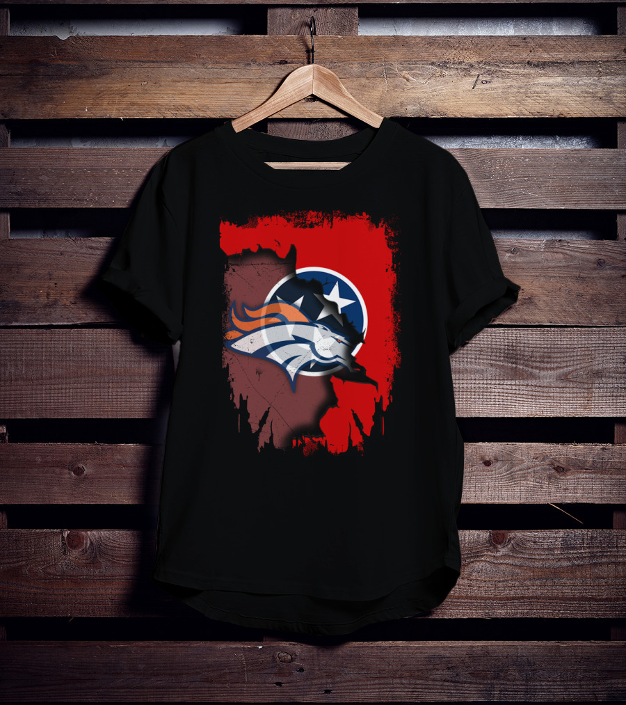 Together Tennessee Map With Broncos And Tri-Star Emblem T-Shirt