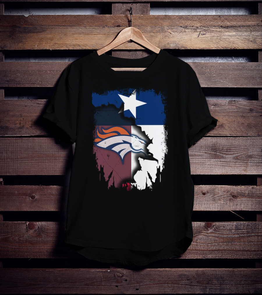 Together Texas Denver Broncos Texas Flag T-Shirt