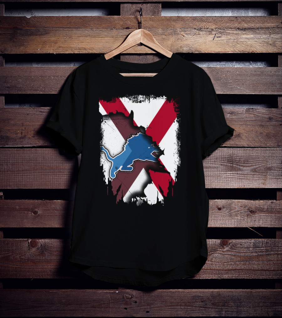 Together Alabama With Lions Detroit Football Fusion T-Shirt