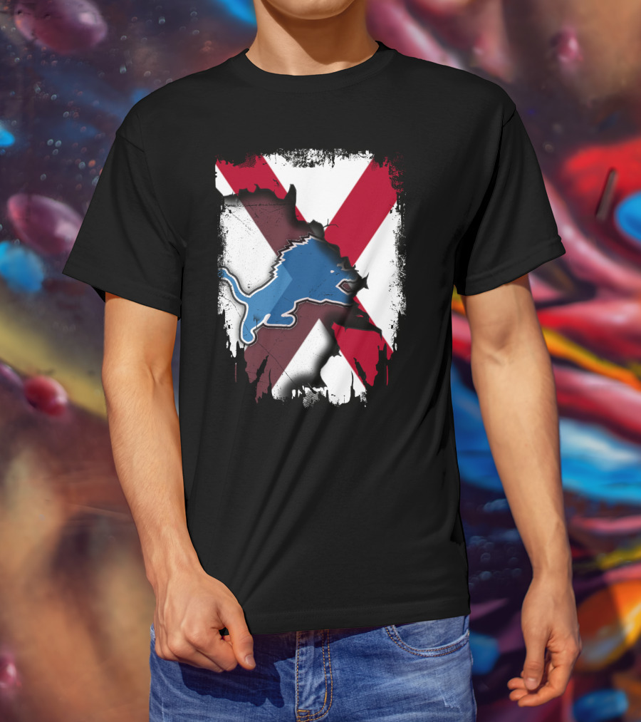Together Alabama With Lions Detroit Football Fusion T-Shirt