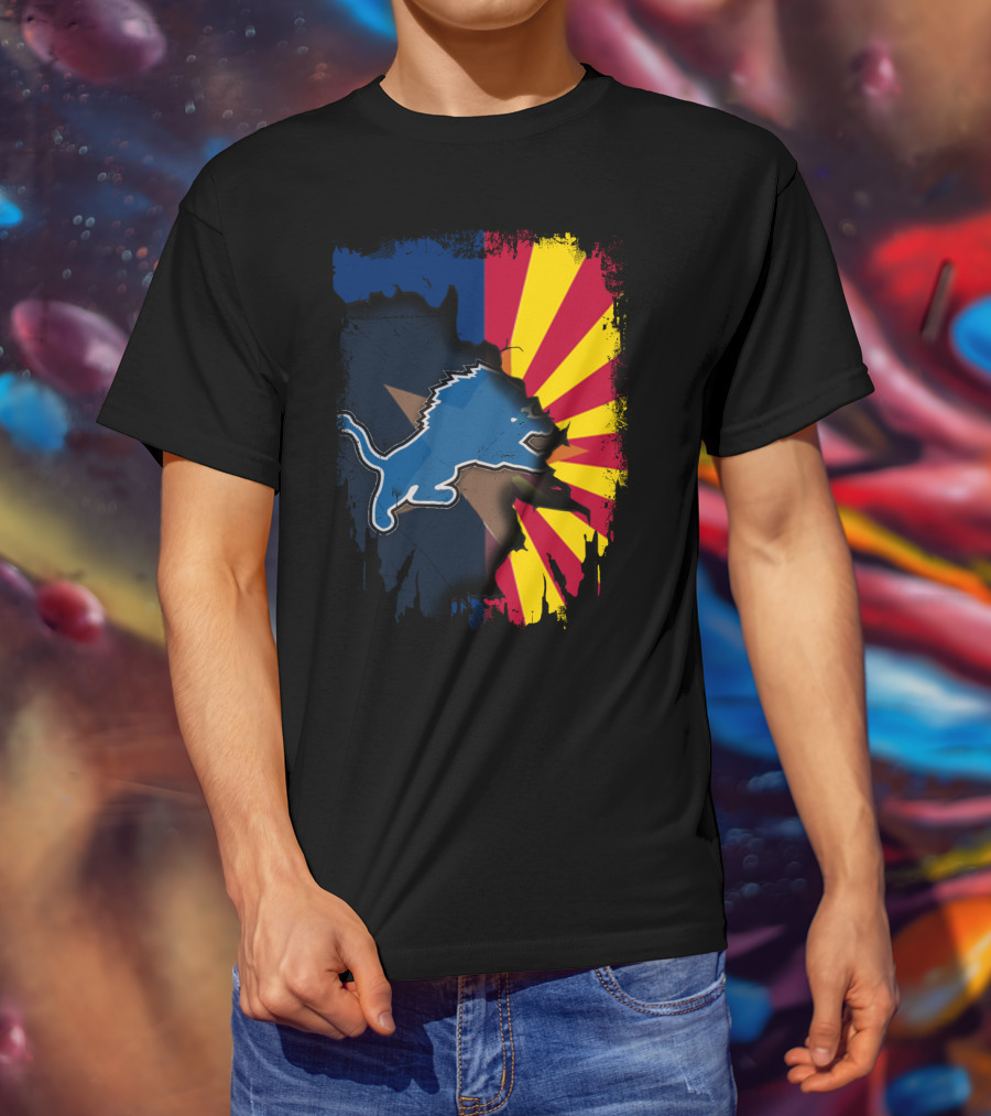 Arizona Flag With Detroit Lions Dual T-Shirt