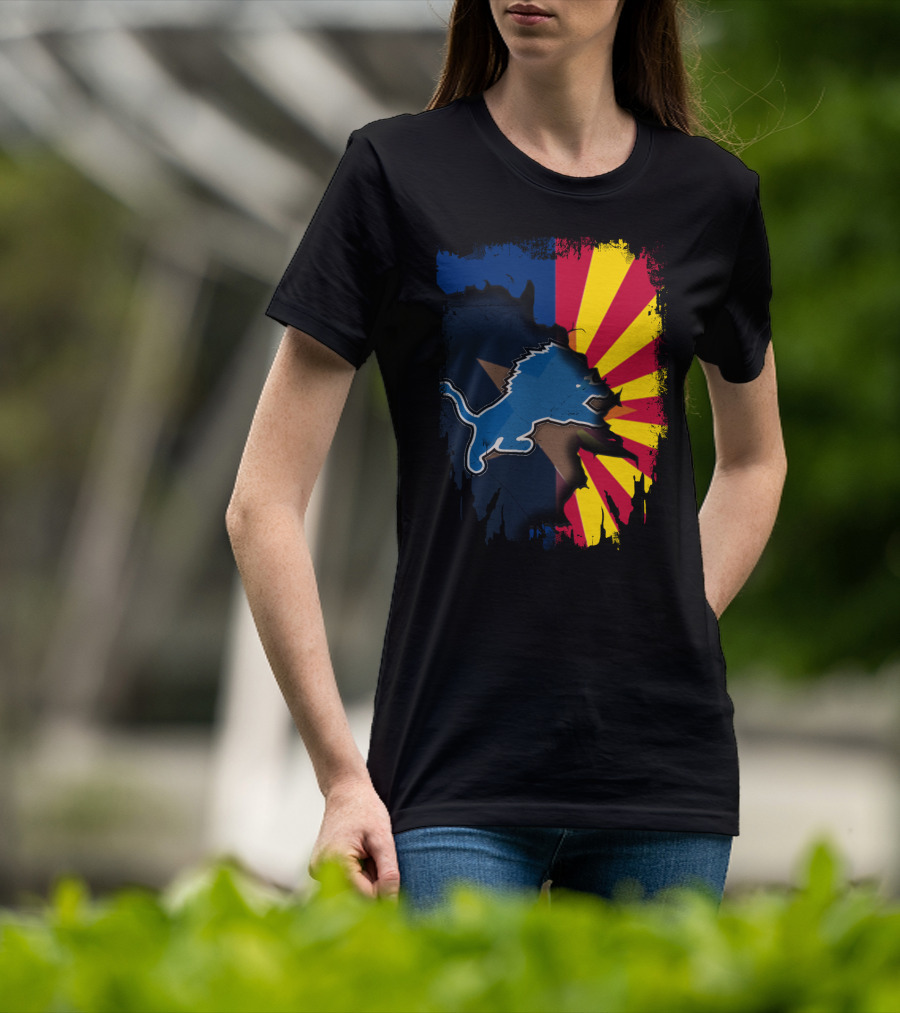 Arizona Flag With Detroit Lions Dual T-Shirt